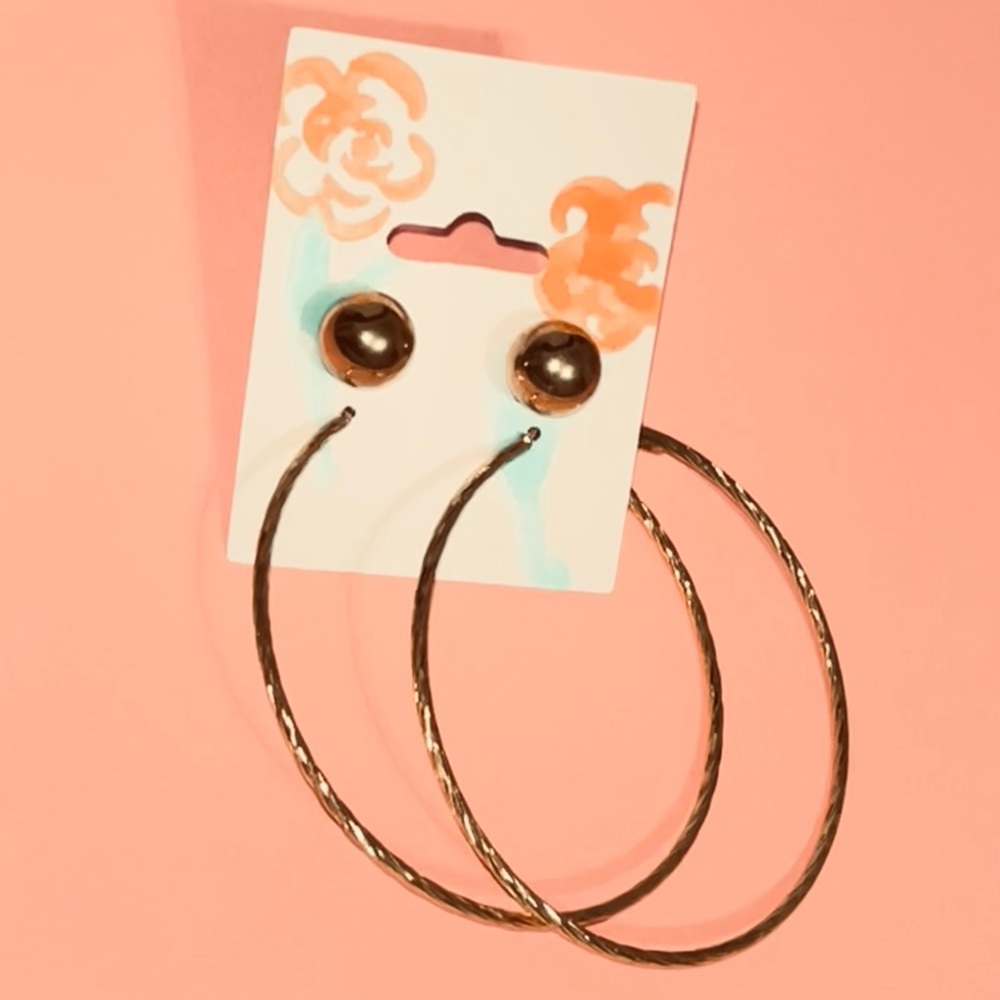 Gold tone studs and hoop earrings